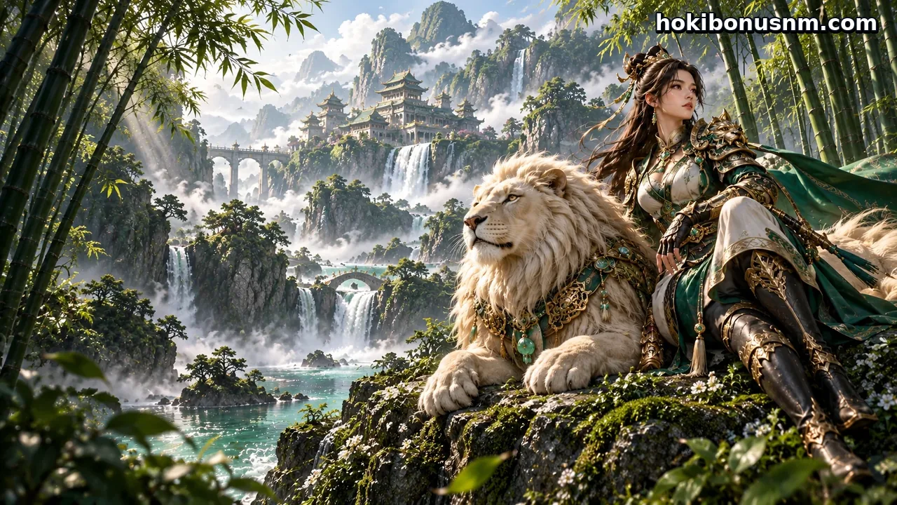 hokibonus — Penjaga Singa Gading bersama seekor singa putih